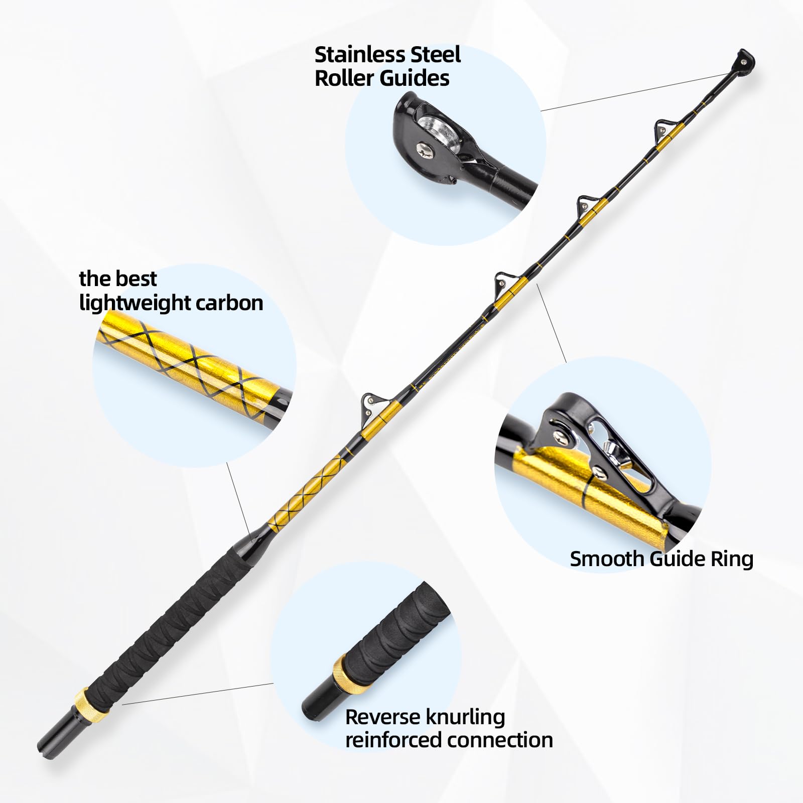 best fishing pole for big fish Amazon.com : BETTER LEADER Bent But Fishing Rods Saltwater, Deep Sea Fishing  Pole with Swivel Tip for Offshore and Big Game Fishing (50-80lb) : Sports &  Outdoors