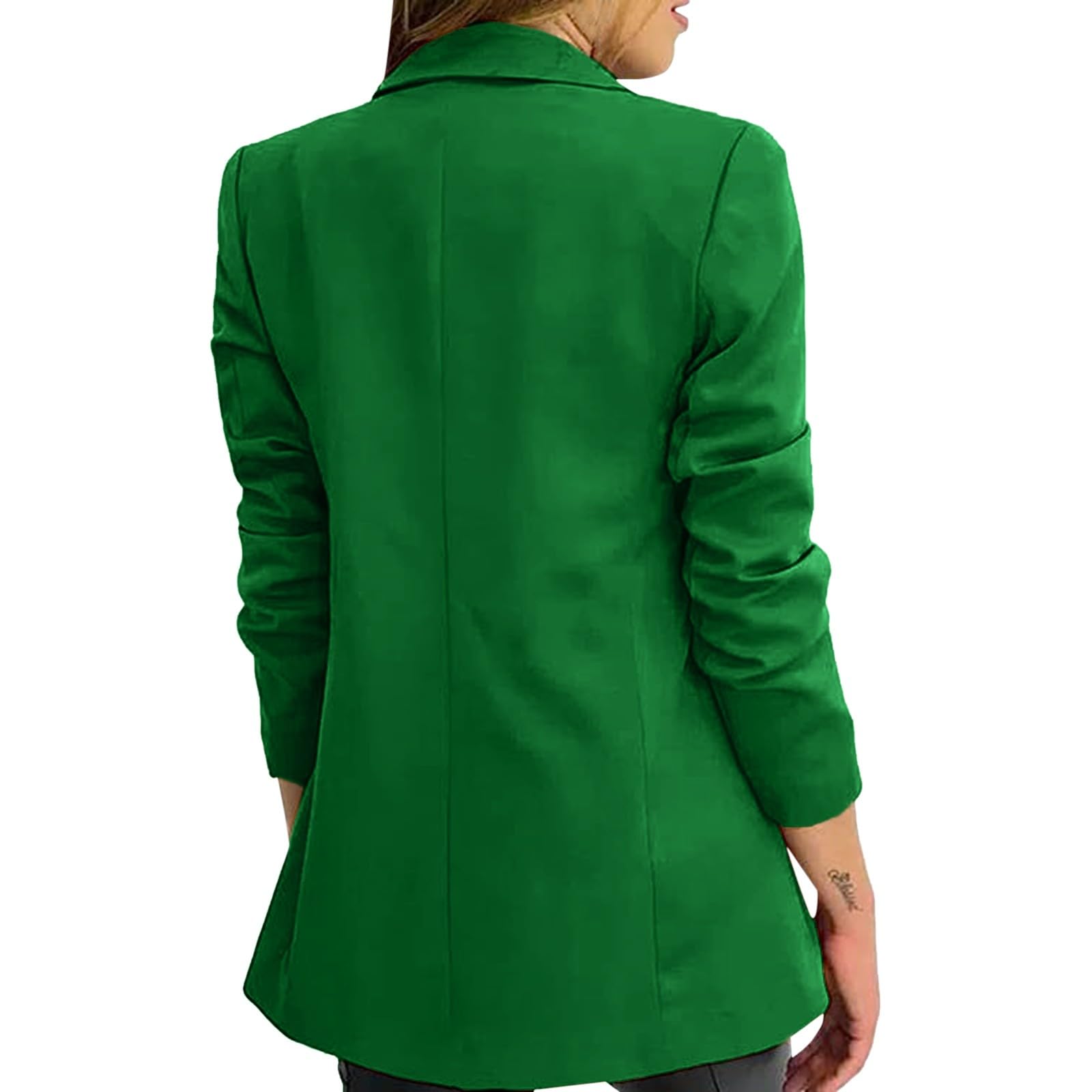 Sportlicher Blazer Damen, Langer Blazer Damen Frühlings Jacke Mit Seitentasche Elegant Langarm Blazer Mode Anzug Trenchcoat Business Blazerjacke Bolero Open Front Einfarbig Sweat Blazer Jacke Damen