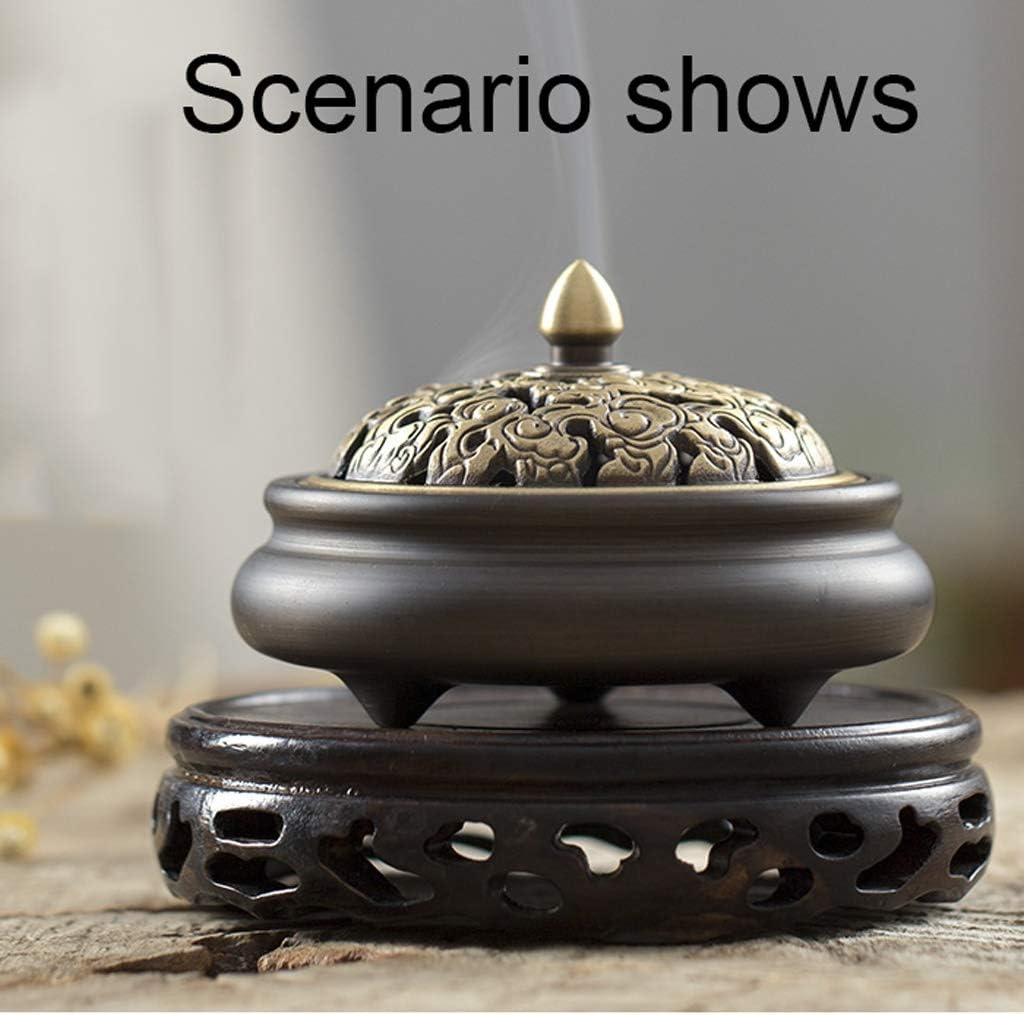 Stick Incense Burner and Cone Incense Holder with Cover,Tea Room Aromatherapy Furnace,Holder Decoration Incense Holder (Color : Brass)