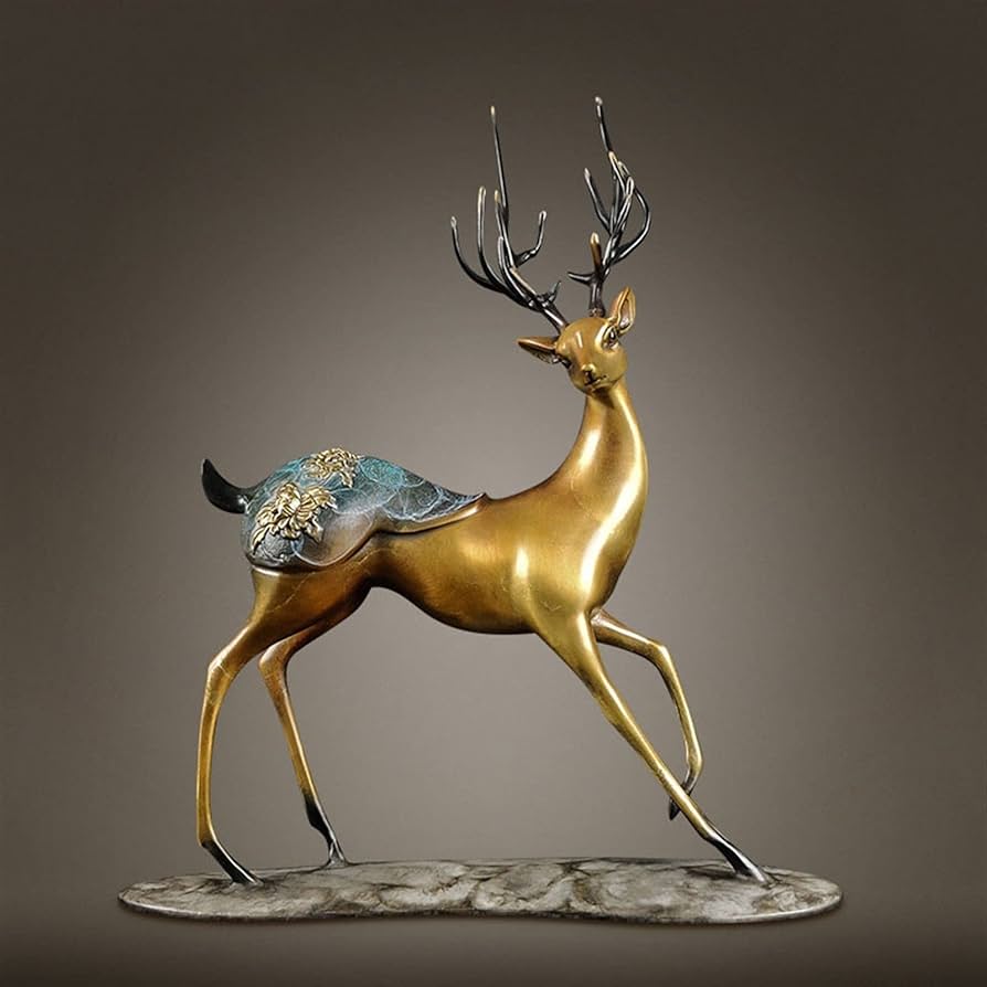 Amazon.co.jp: 彫刻 真鍮製の鹿の装飾品シカ鹿の工芸品中国の
