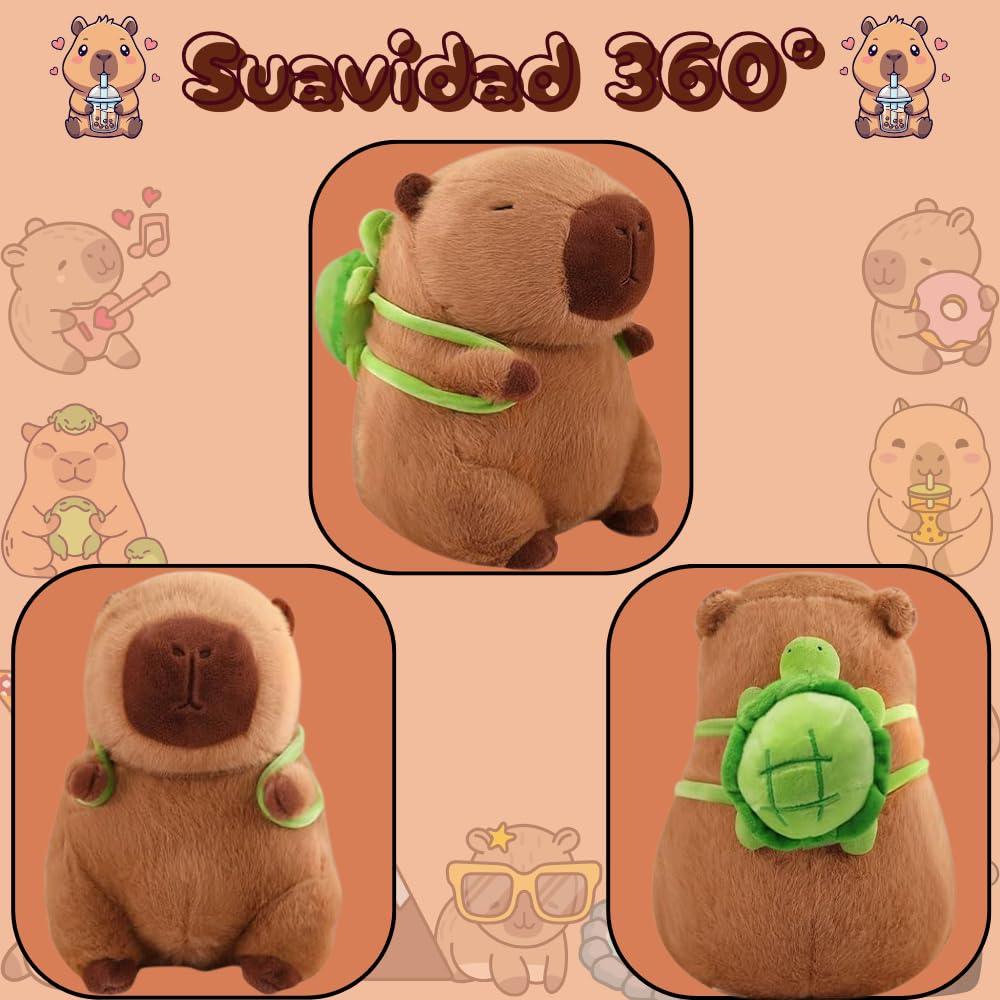 BULLPOWEX Peluche Capybara | Juguete Capibara 30-35cm, Animal de Peluche Suave y achuchable. Juguete para Bebes,niños/niñas y Adultos. Incluye Pegatina Capybara aleatoria. — view 6