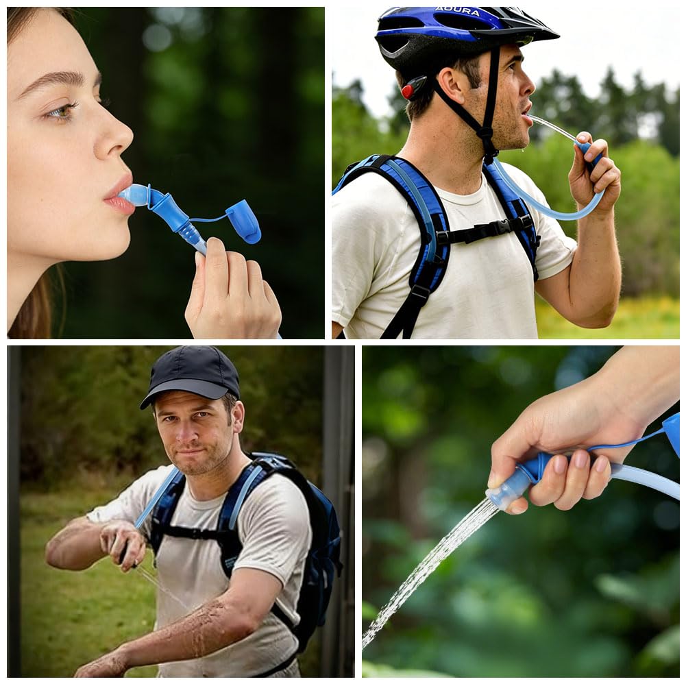 Sacca Ldrica, 2L Sacca Idratazione Portatile, Senza BPA, Design a Prova di Perdite, con Tubo, Adatto per Il Trail Running, Il Ciclismo e Il Campeggio(Azzurro)