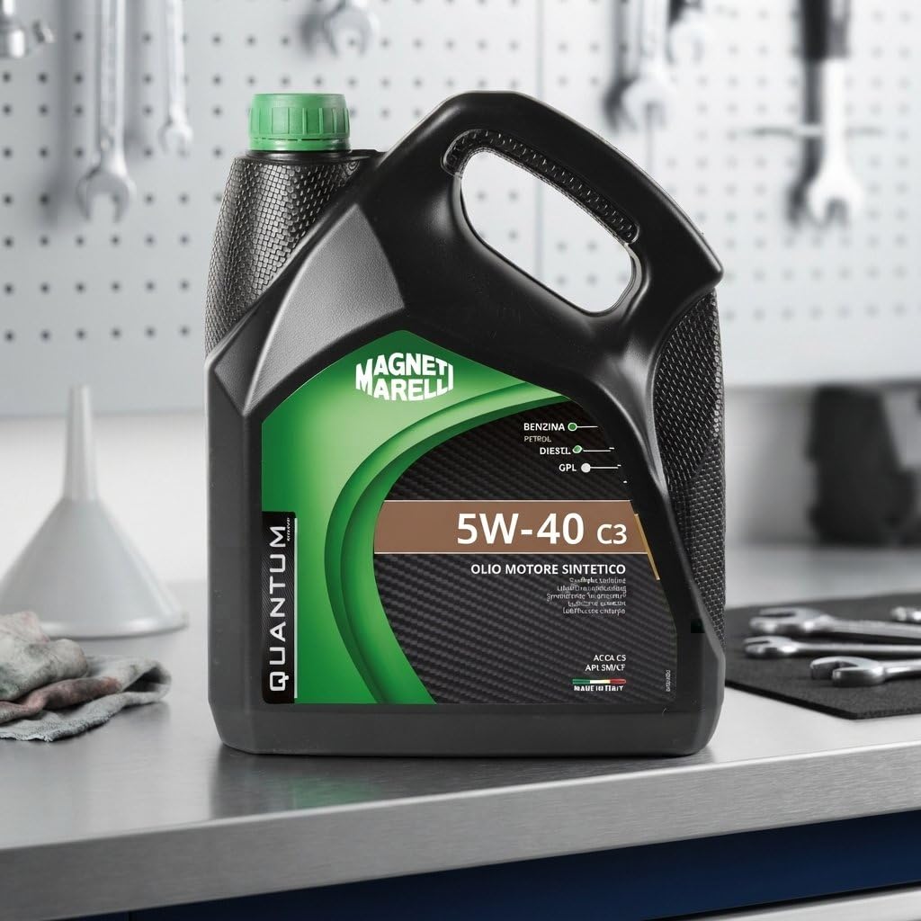 Huile synthétique Quantum Energy Quantum Marelli 5W40 C3 4 L | Lubrifiant de voiture pour moteurs diesel à essence avec DPF | Protection moteur avancée et haute performance