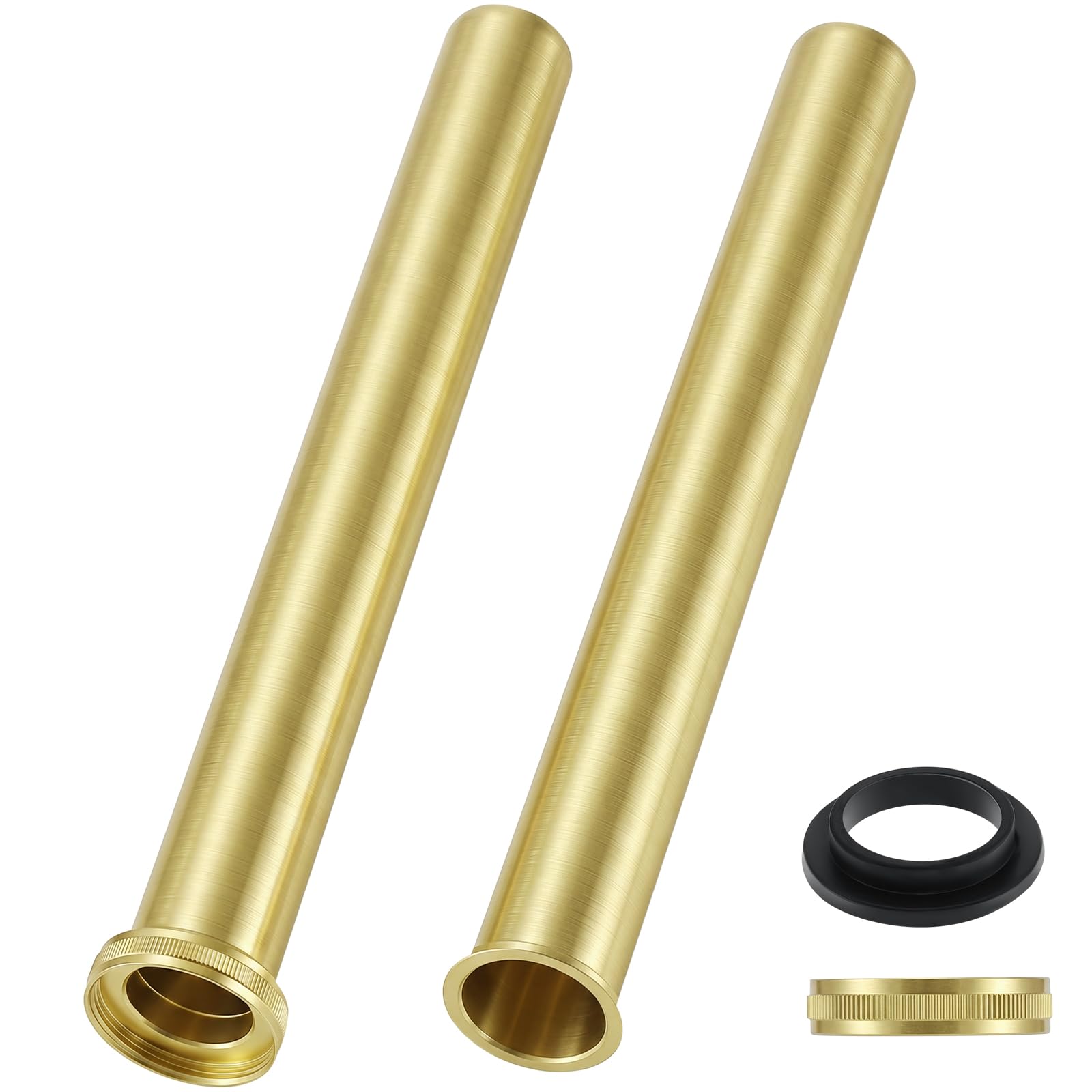 Tandefio 2 Pcs Flanged Sink Tailpiece 1-1/4" Od x 12", Brushed Gold