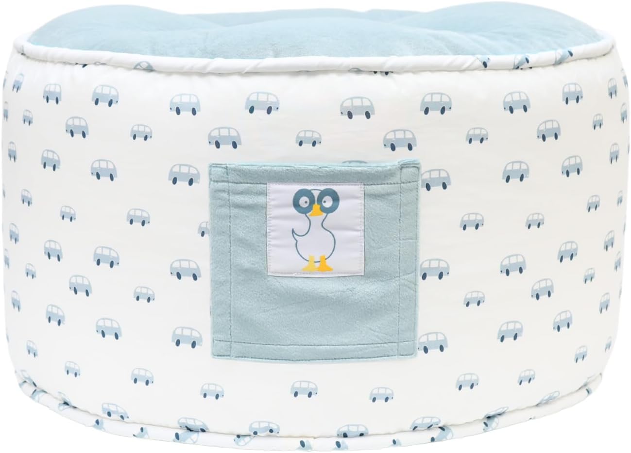GooseWaddle Soft and Comfortable Kids Ottoman Toddler Pouf Seating for Your Little One's Playroom or Nursery (Tag Cars)