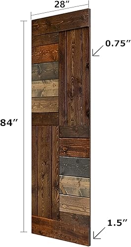 Miniatura 8 de Serie S Puerta corrediza doble de madera de pino anudada acabada con kit de accesorios 60 x 84 pulgadas sin acabar