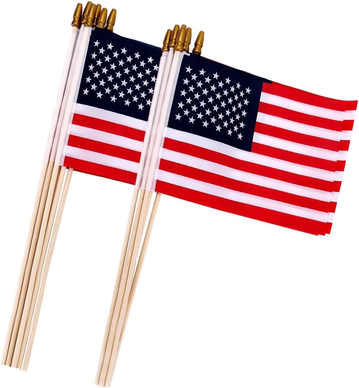 Pack of 12,4x6 Inch American Flags Handheld Small Flags on The Wooden Stick with Kid-Safe Spear Top, Perfect for Parades, Veteran Party, Patriotic Decorations, etc