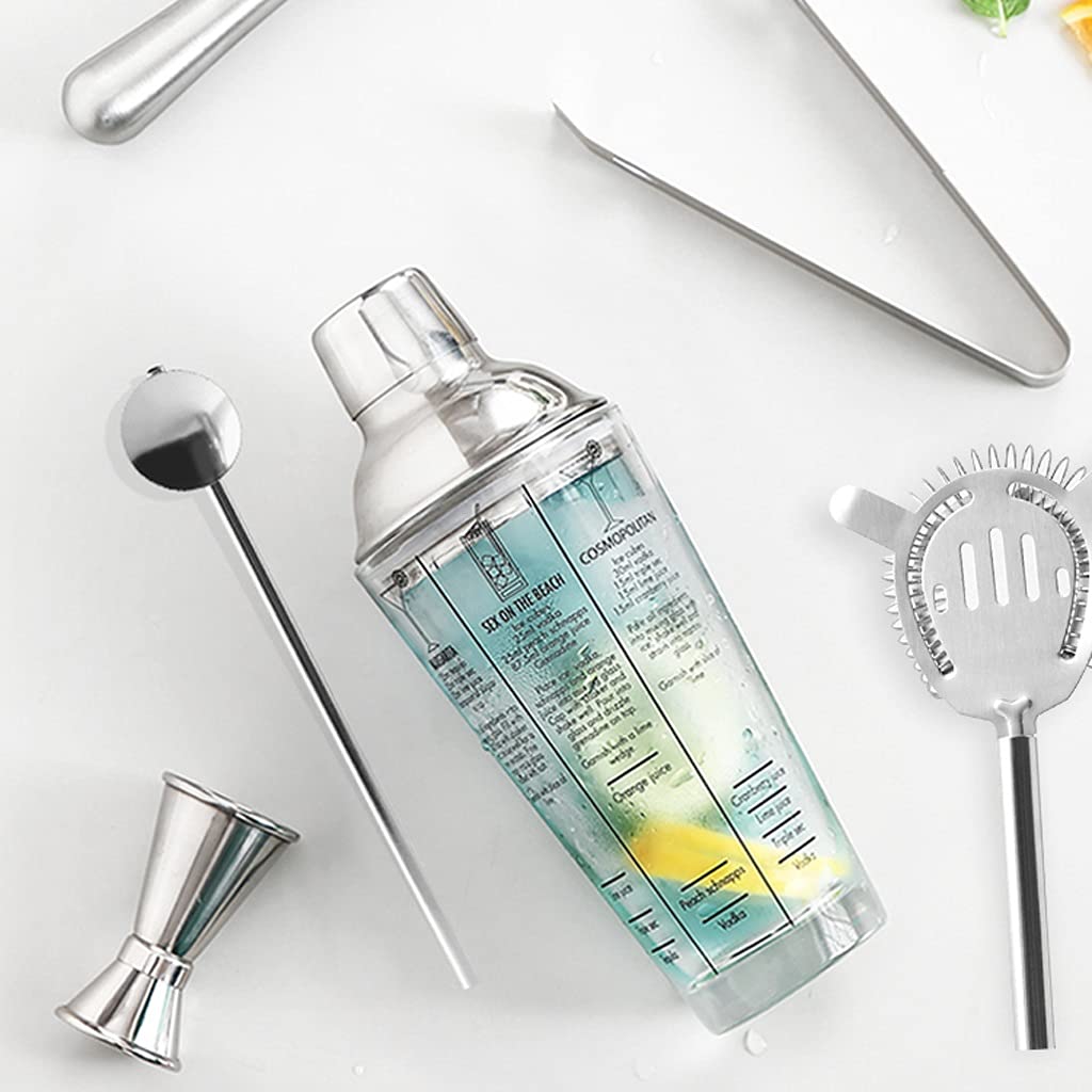 Juego de Coctelera Conjunto de mezclador de bebidas con conjunto de cócteles de cóctel para mezcla de bebidas-Herramientas de barras:palitos de paletas Palras de nadador Pasta de hielo Pinzas de hielo