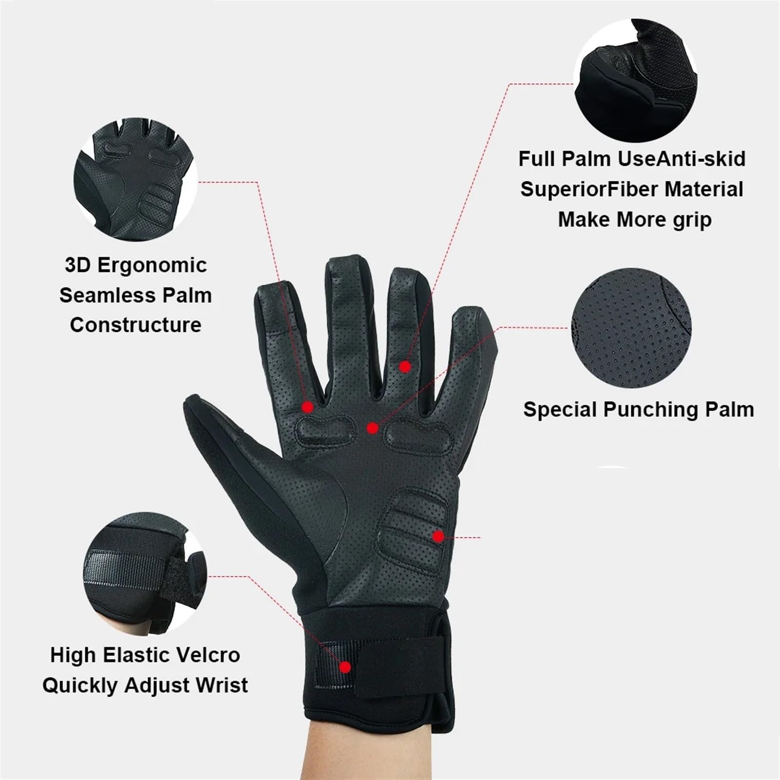 Guanti da ciclismo invernali bicicletta antivento impermeabili in pile termico invernale for cuscinetti per Sci