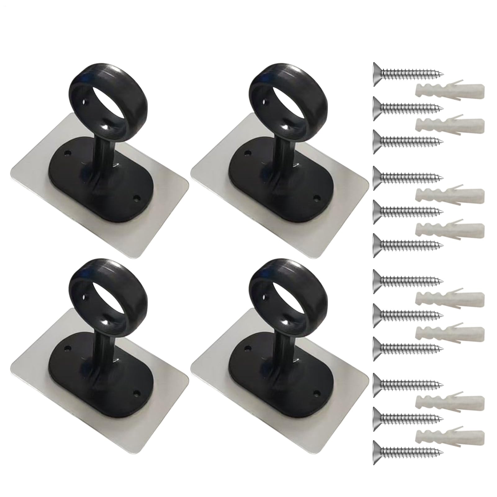 Doiyislem Soporte para Barra De Cortinas De Montaje En Techo - Colgadores De Varilla Telescopica para Armario Y Techo | 4 Piezas Adhesivos Sin Taladro 25–32 mm Adecuado para Baño Alquiler Hogar