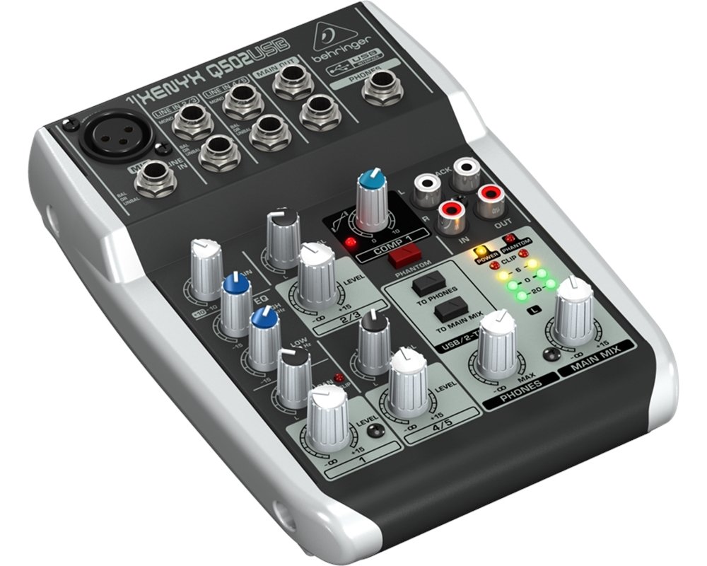Behringer Q502 USB mixer passivo interfaccia audio per karaoke, live, home recording, studio project