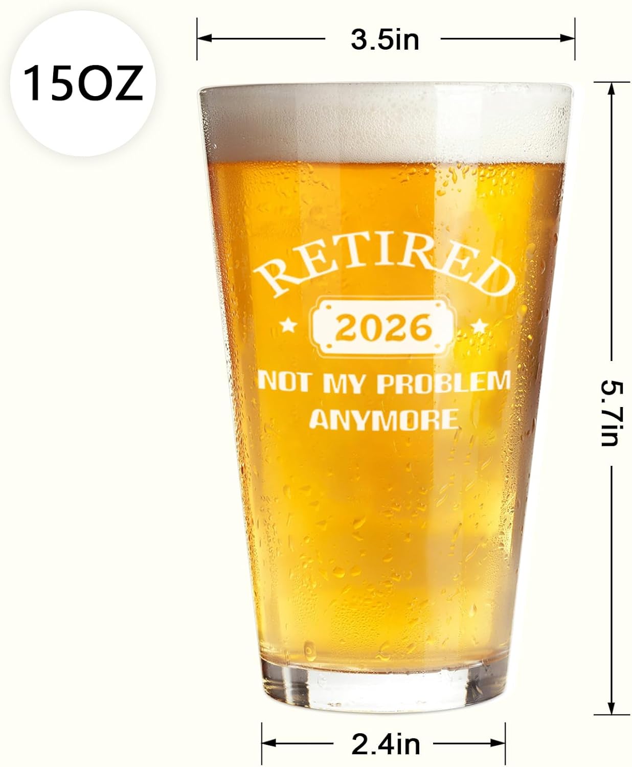 Futtumy Retirement Gifts for Men, Retired 2026 Not My Problem Anymore Beer Glass, Funny Retired Gifts for Boss Coworker Husband Teacher Friends Dad Grandpa, 15 Oz Retirement Beer Pint Glass - Image 6