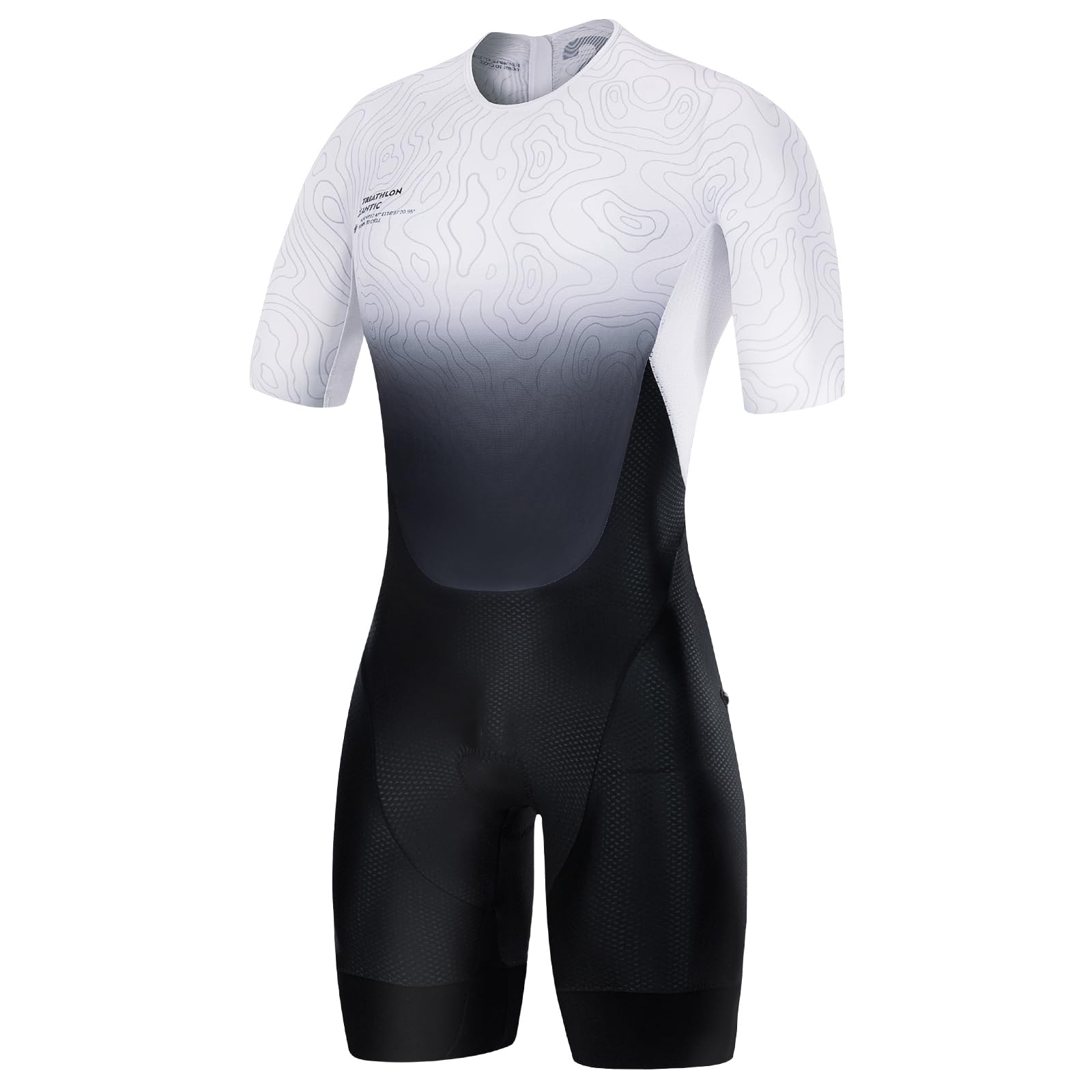 Santic Herren Triathlonanzug Einteiler Ärmellos Triathlon Anzug Gepolstert Kurzarm Trisuit Triathlon Kurz Hohe Elastizität Schnell Trocknend Abnehmen Fahrrad Skinsuit