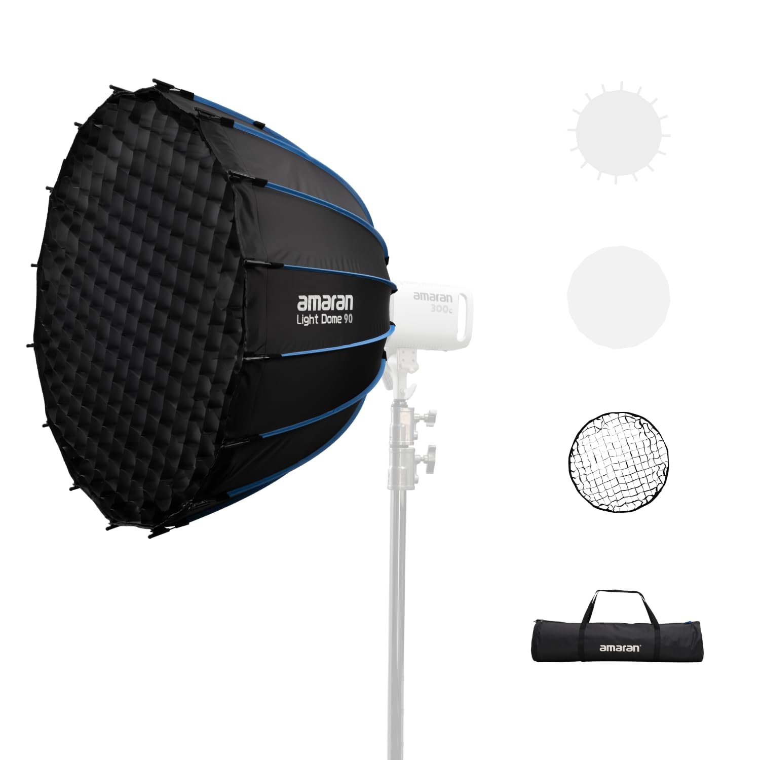 amaran octa dome 90, one-snap quick-release foldable bowens mount soft light modifier lighting studio control modifiers