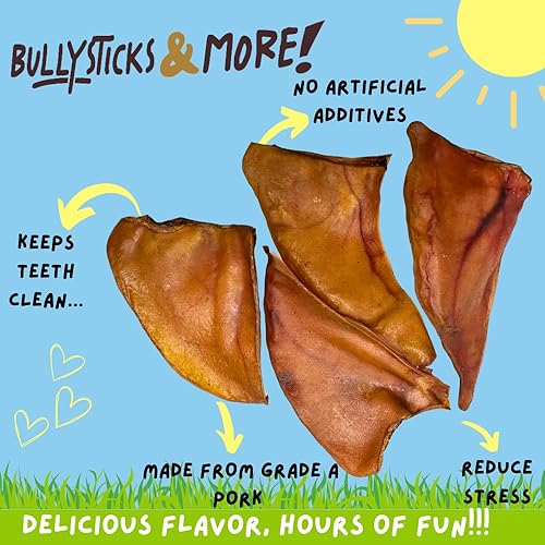 Miniatura 2 de BULLYSTICKS &amp; MORE Mitades de oreja de cerdo para perros, medias orejas (20 unidades) - Oreja de cerdo deshidratada para perros - Sin ocultar -