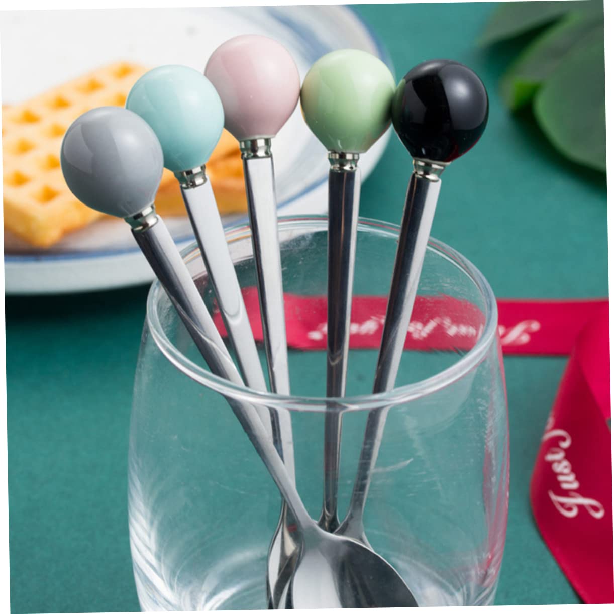 MAGICLULU 18pièces Couverts Acier Inoxydable Avec Poignées Céramique Pour Desserts Et Café Mini Fourchettes Élégantes Noires