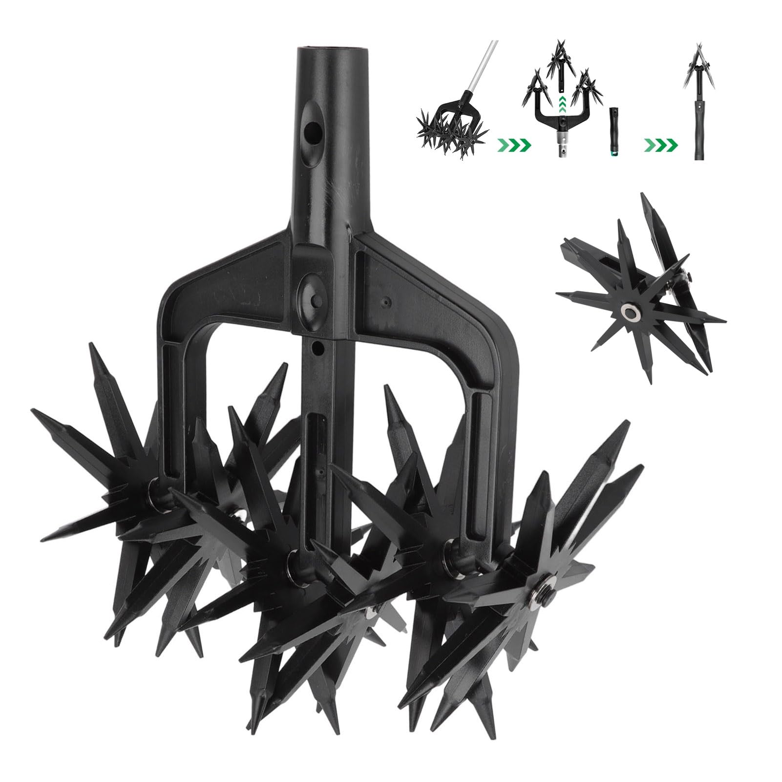Scarificatore per Suolo da Giardino, Coltivatore Rotante Scarificatore per Prato da Giardino, Resistente scarificatore Ventilato 2 in 1 Zappa Rotante per Aratura del Terreno