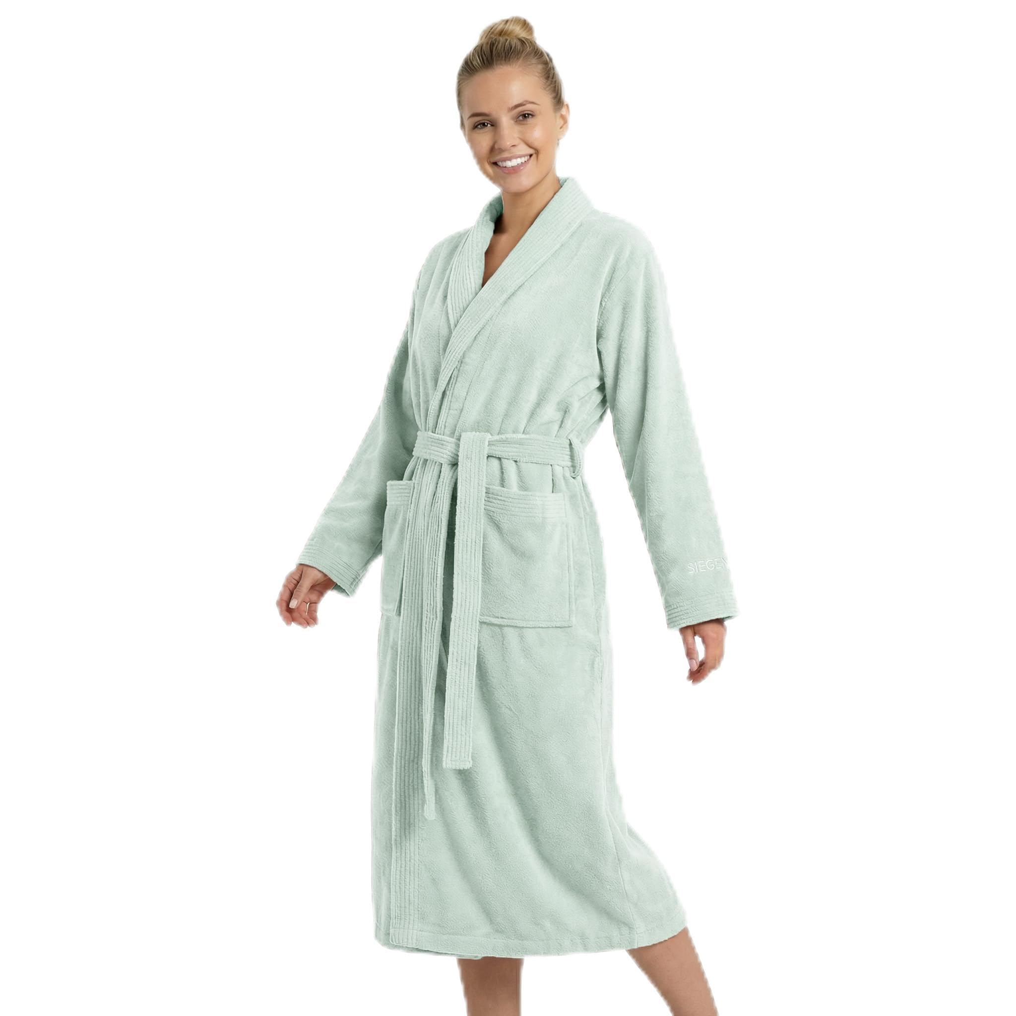 SIEGENTHAL® Damen Bademantel Frottee Velour 100% Baumwolle mit Schalkragen Weich S bis XL – Sanfter Damen Bademantel, Kuschelig, Waschbar, Komfortabel, Hohe Qualität