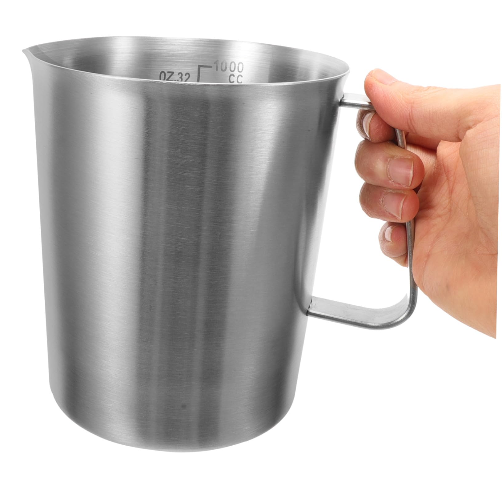 NOLITOY Jarra Taza Medidora para Espumar Leche de Acero Inoxidable Capacidad de 1000ml Asa y Pico Antigoteo Adecuado para Hacer Latte Art y Espresso