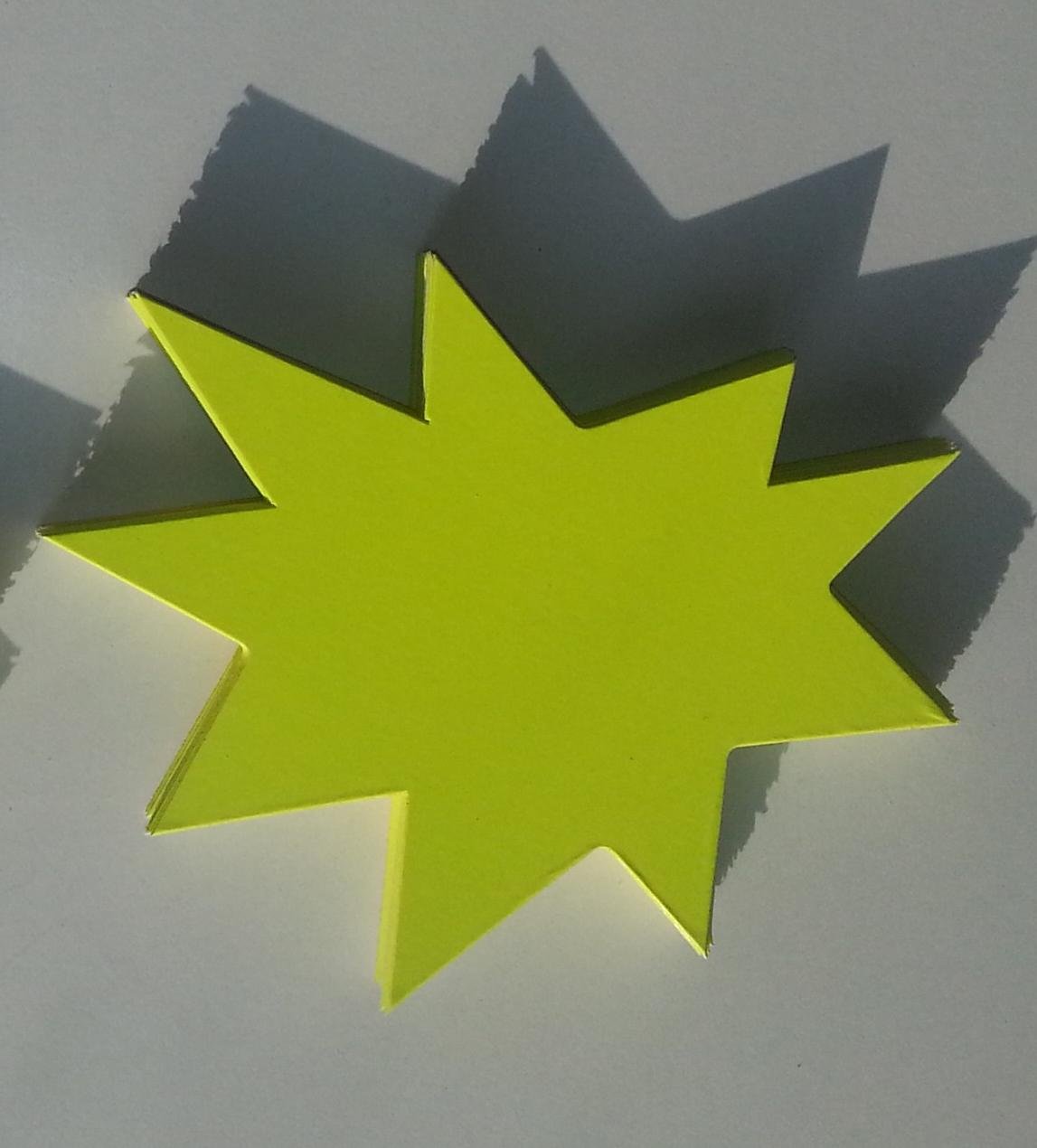 50 Sterne - Preisschilder aus Karton leuchtgelb 23,5 x 32 cm 380g/qm Werbesymbole