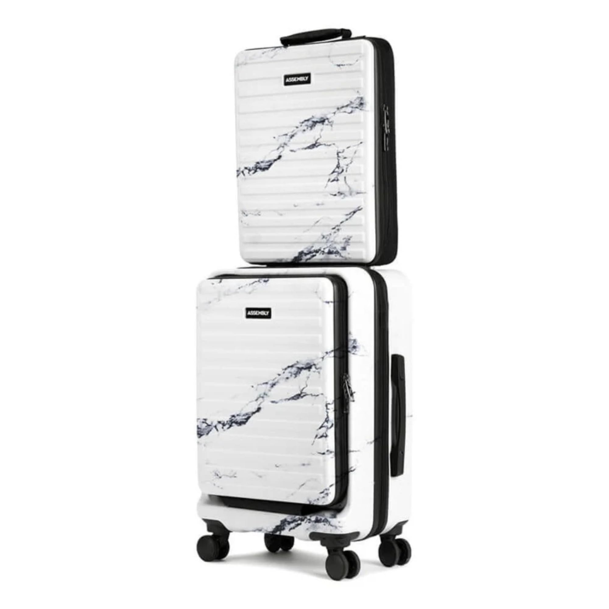 the assembly Assembly Premium Polycarbonate Cabin Trolley Bag & Laptop Backpack Combo for Travel – Fits Up to 15.6" Laptop, Water-Resistant 40L Trolley + 12L Backpack for Men and Women | StarkPro Edge - Marble-picture-10