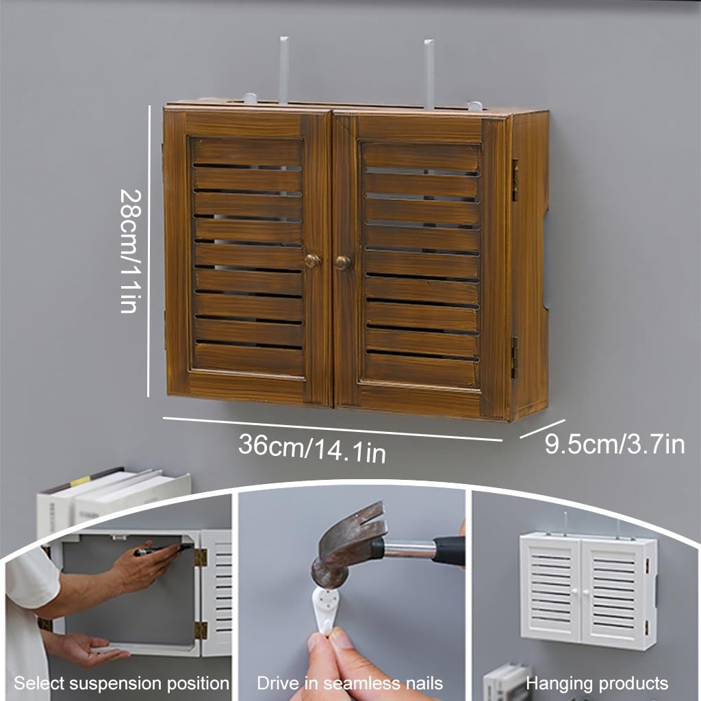 Support Mural Double Porte pour routeur avec Prise électrique dissimulée, Grand Meuble de Rangement WiFi, Stores décoratifs, Vert, Dimensions 36x9,5x28cm - optimise l'espace et Le Style !