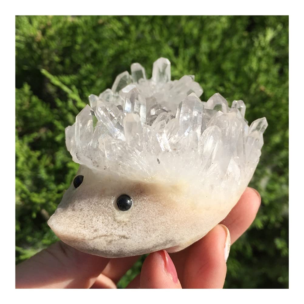 Cristal Natural en Bruto Cristal de Cuarzo Transparente Natural, racimo Tallado a Mano de Erizo, Piedras Preciosas talladas a Mano, Regalo de decoración del hogar (Size : 6-7 cm)