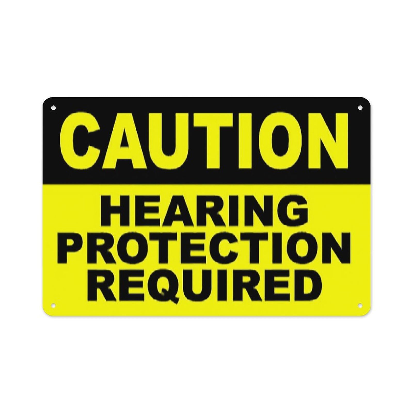 Peiyeety A02 Caution Hearing Protection Required Sign Aluminum Tin Warning Signs For Home Outdoor Garden 12X16 Inches