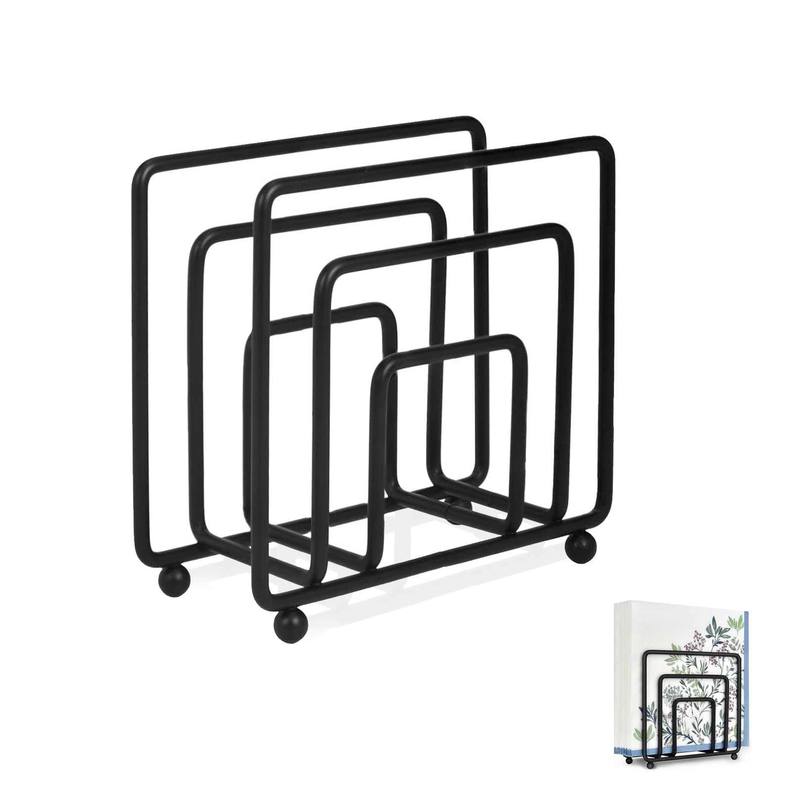 Portatovaglioli In Metallo Nero 18x18x5 Cm - Per Cucina O Bar, Design Quadrato Con Ferma Tovagliolo | CHL-831003 - Foto 11