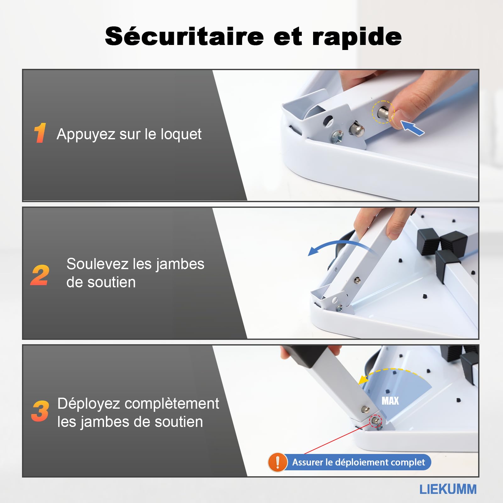 LIEKUMM Tabouret portable, échelle pliante à une étape, plate-forme de travail en marches, plate-forme de travail pour camping-car, garage, cuisine, bureau, blanc, capacité 150 kg