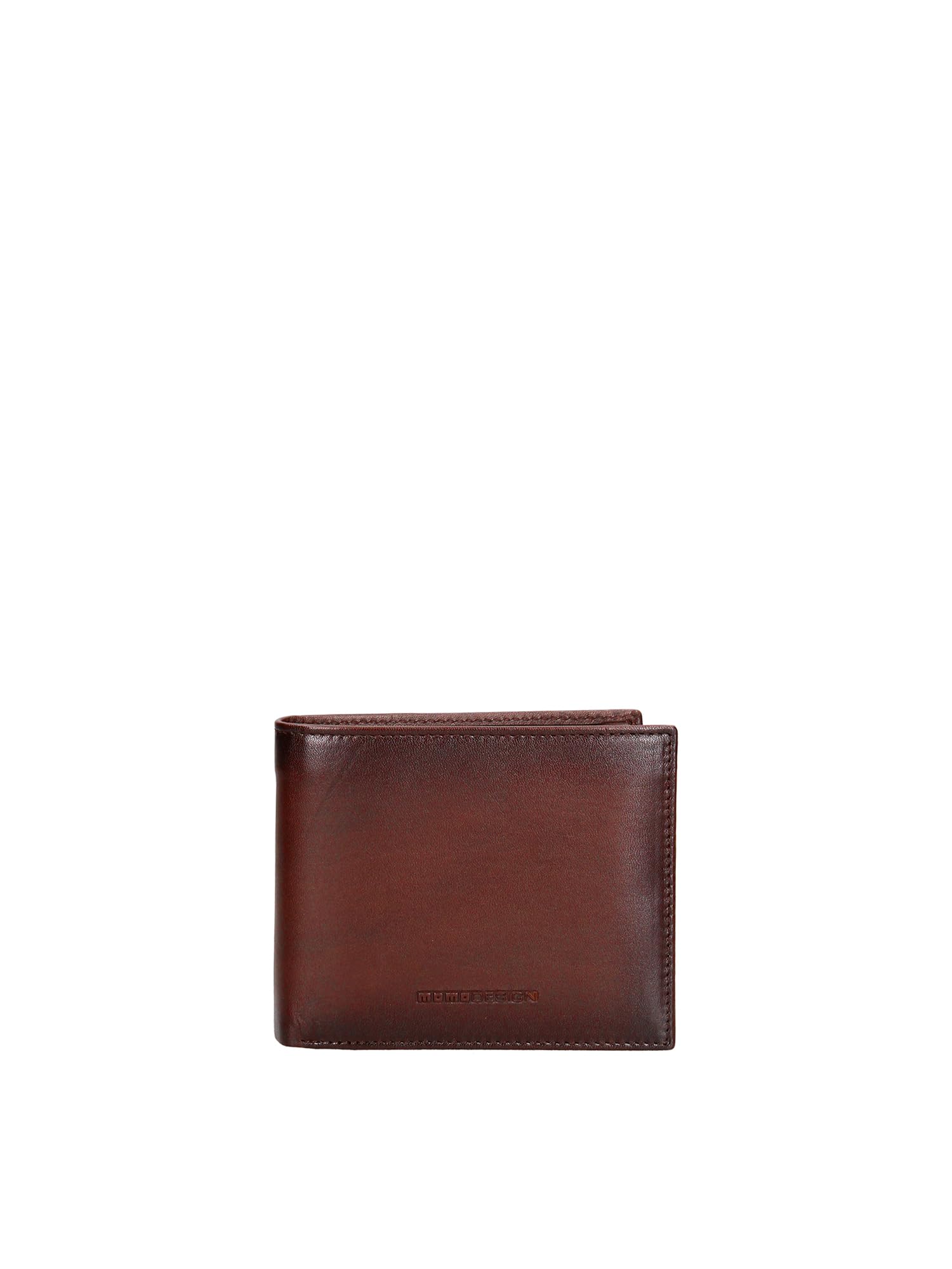 MOMO Design Cartera Hombre Piel Auténtica Negro Compacta 12x9,7 cm Cognac