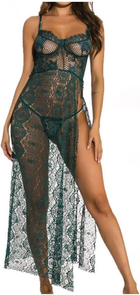 Nightwear Lingerie Satin Lace Nightgown Deep V Lace Nightgown Home Wear