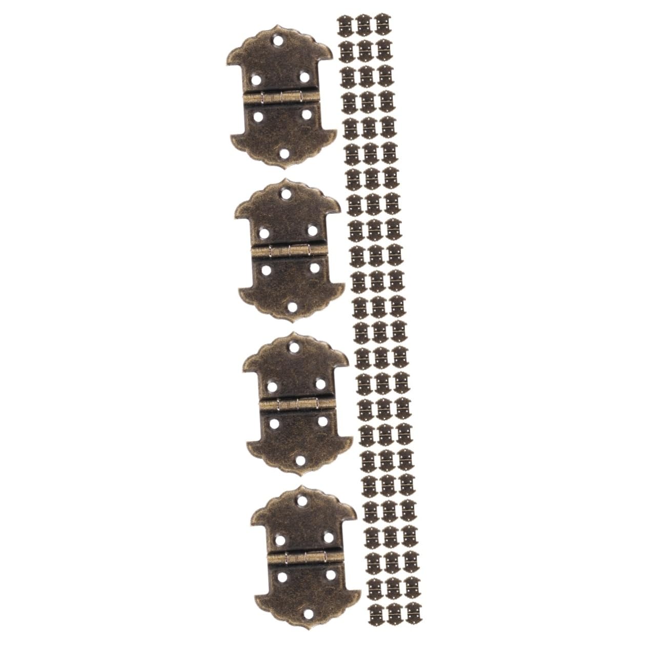 Tofficu 4 Set Cerniere Vintage Antico Per Scatole Cerniere Per Armadi E Cofanetti Facile Installazione E Materiale Resistente Per Progetti Da Te E Decorazioni Retro 20 Pezzi * 4