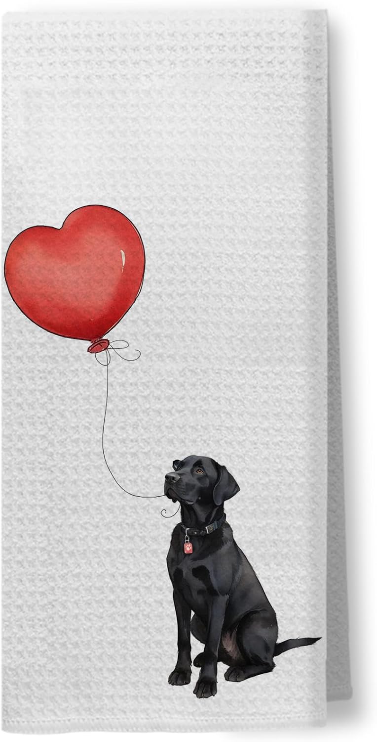 Foritho Black Labrador Retriever Gifts Kitchen Towels, Black Lab Gifts Dish Tea Towels for Kitchen Decor, Dog Lover Mom Gifts Hand Towels for Bathroom Decor, 16x24 Inch