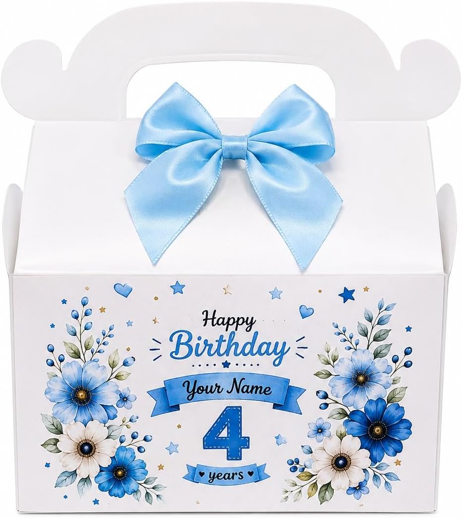 Set of 12 Personalized Birthday Treat Boxes for Kids/Custom Patry Favor Boxes with Name,Age/Handmade.