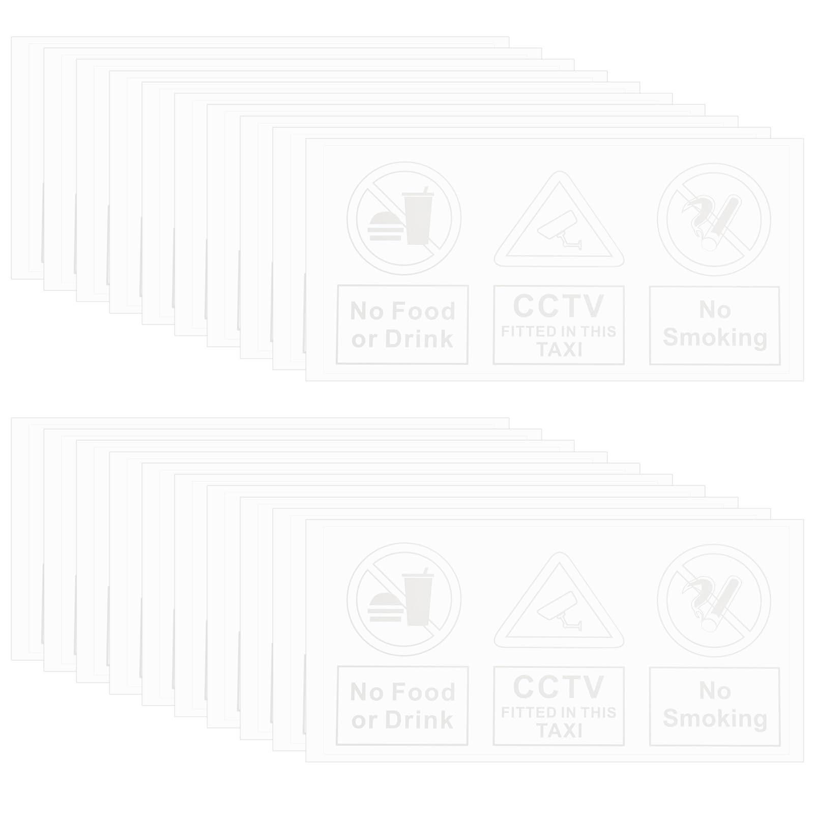 10 Adesivi Divieto Di Fumare E Mangiare Per Taxi - 6x15cm Con Scritte In Italiano - Foto 8