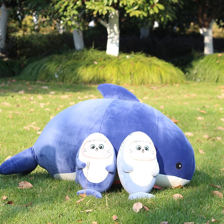 Image of Plush Stuffed Animal Shark Cat Funny Sleeping Toy Cushion Pillow Toy Desk Fluffy Sleep Soft Funny Gift for Boyfriend Girlfriend Birthday 60 CM