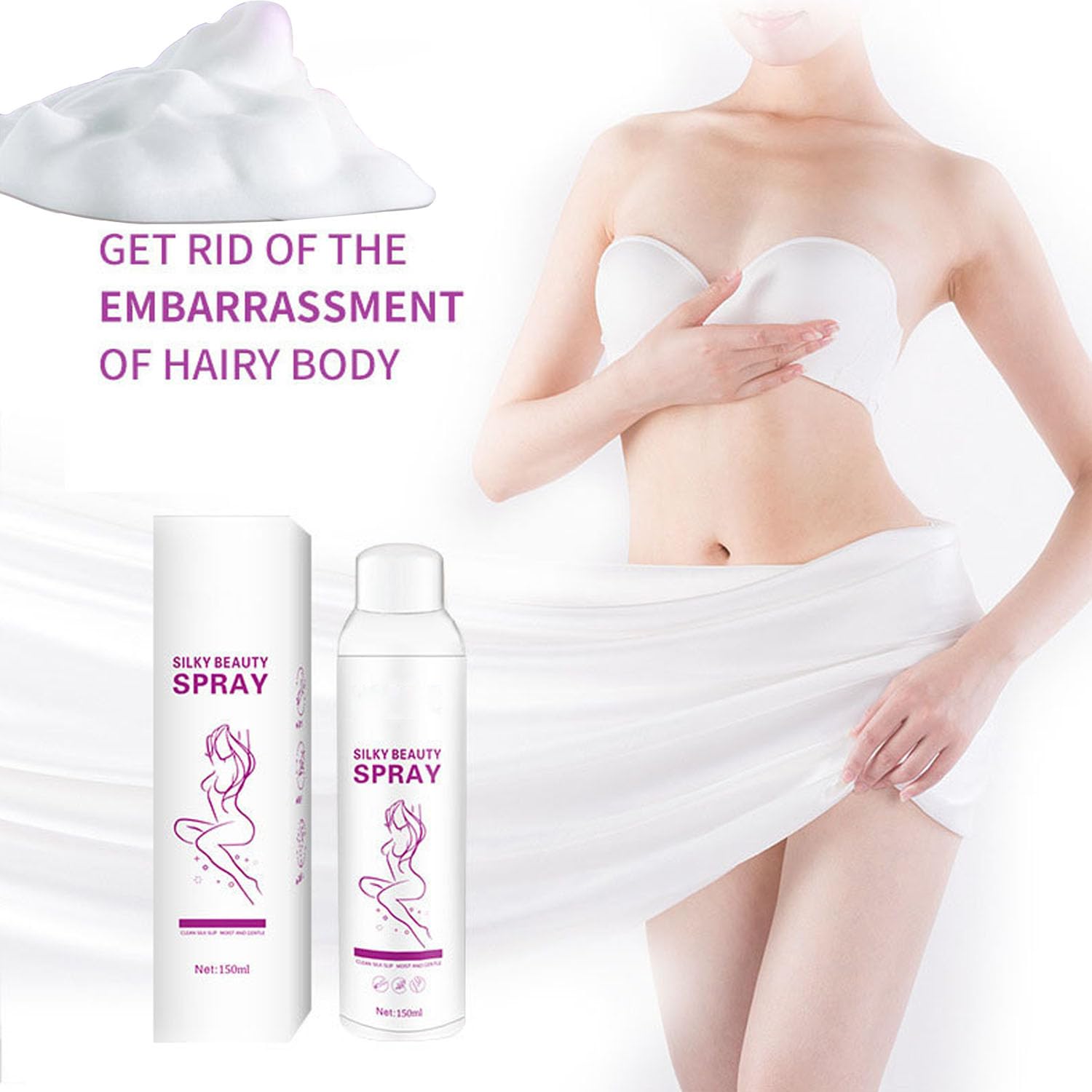 Spray D'épilation De Beauté Soyeuse, Mousse De Pulvérisation D'épilation, Mousse D'épilation, Crème Dépilatoire, Dépilador De Pulvérisation De Beauté Soyeuse De 150 Ml (3pcs)