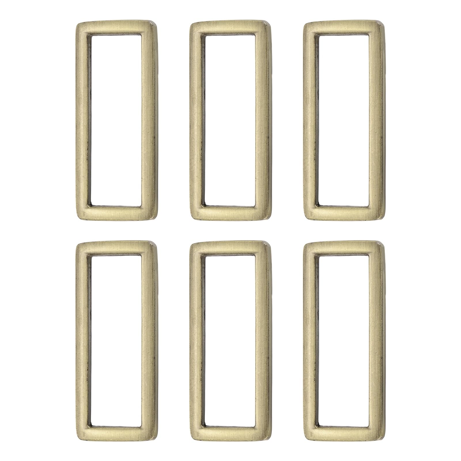 sourcing map 6 Pcs Metal Flat Rectangle Rings Buckle, 1-1/4" / 31.7mm Rectangle Rings Square Loop Webbing Belt Buckle for Bag Belt Keychains DIY Loop Purse Making, Brass