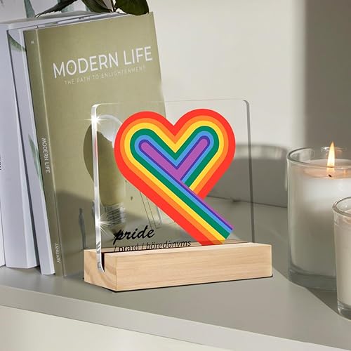 Miniatura 4 de Regalos de orgullo gay para hombres, amigos y mujeres, letrero decorativo transparente de escritorio Lesbiana, gay, LGBTQ, orgullo LGBTQ, letrero