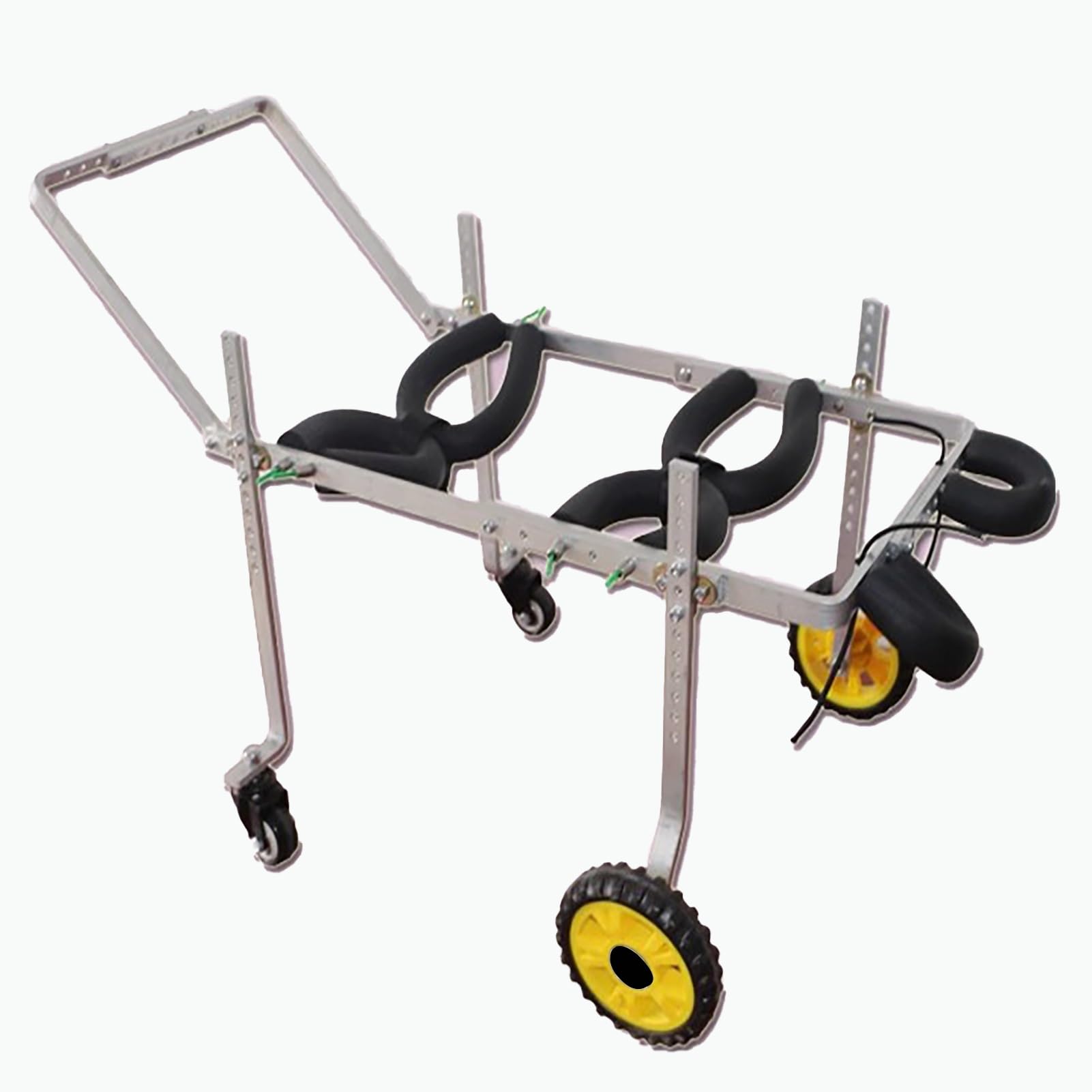 Wózek inwalidzki dla psa z 4 kołami i podpórką na nogi, metalowy wózek rehabilitacyjny małych psów(S)