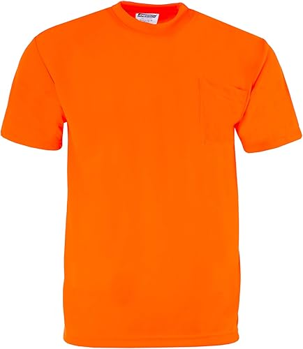 Miniatura 2 de JORESTECH Camiseta de trabajo de manga corta naranja o amarilla de alta visibilidad con bolsillo en el pecho, tela que absorbe la humedad