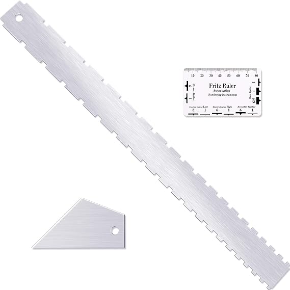 Set of 3, Notched Straight Edge Guitar Luthiers Tool, String Action Ruler Gauge, Fret Rocker String Height Gauge for Most Guitar Fretboards