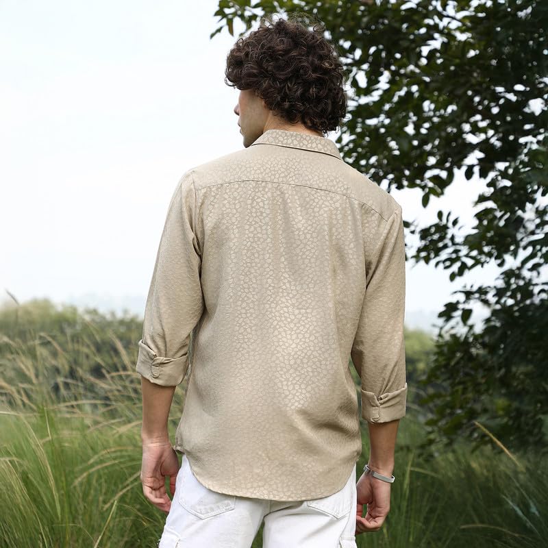 Image of CAHOOT Men's Shirt for Casual Wear | Spread Collar | Long Cuffed Sleeves | Button Closure | Shirt Crafted with Comfort Fit for Everyday Wear