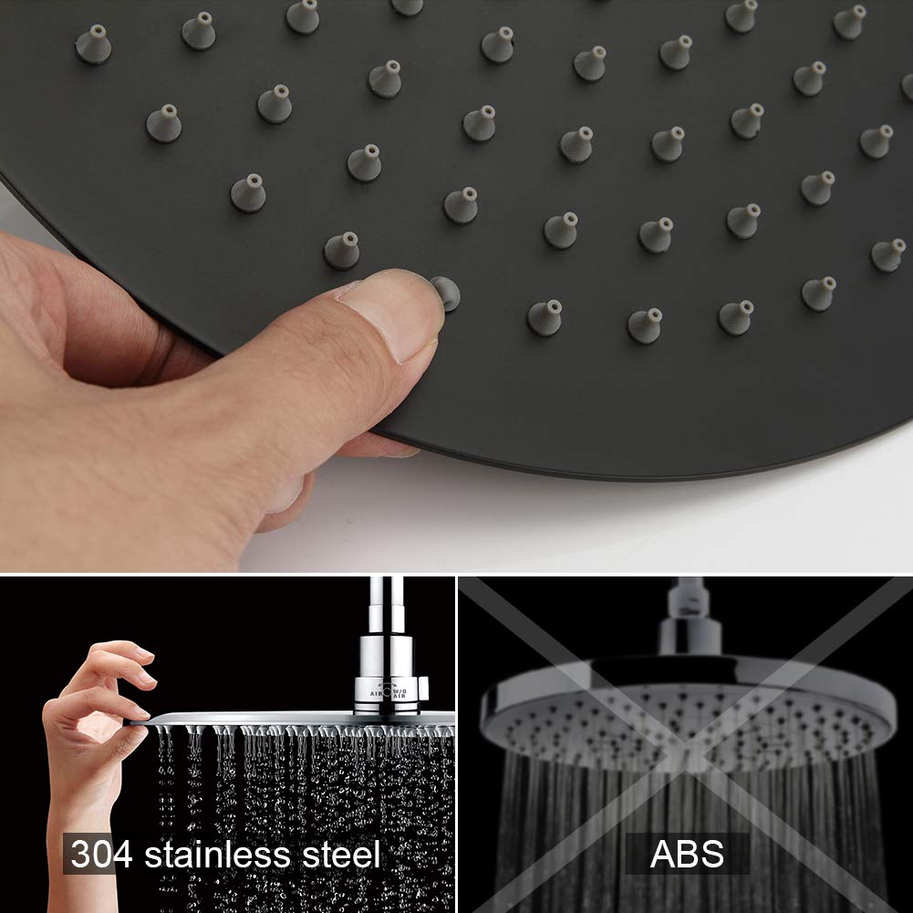 Ibergrif M17004B Columna Ducha Negra, Duchas de Baño Columna con Rociador, Alcachofa, Manguera, Barra Ajustable y Soporte, Cómodo, Barra Ducha Pared 2 Experiencias de Baño