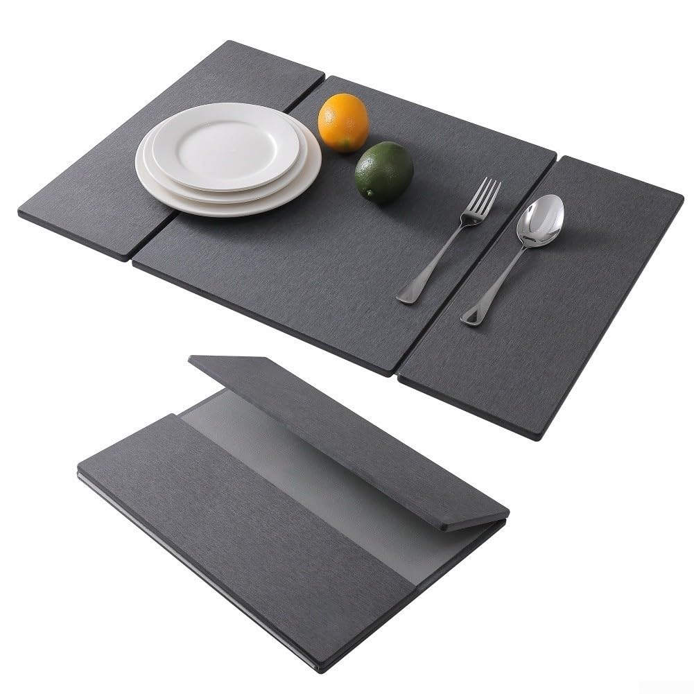 Tapis Égouttoir Silicone PU Absorption Rapide Cuisine(Dark gray)