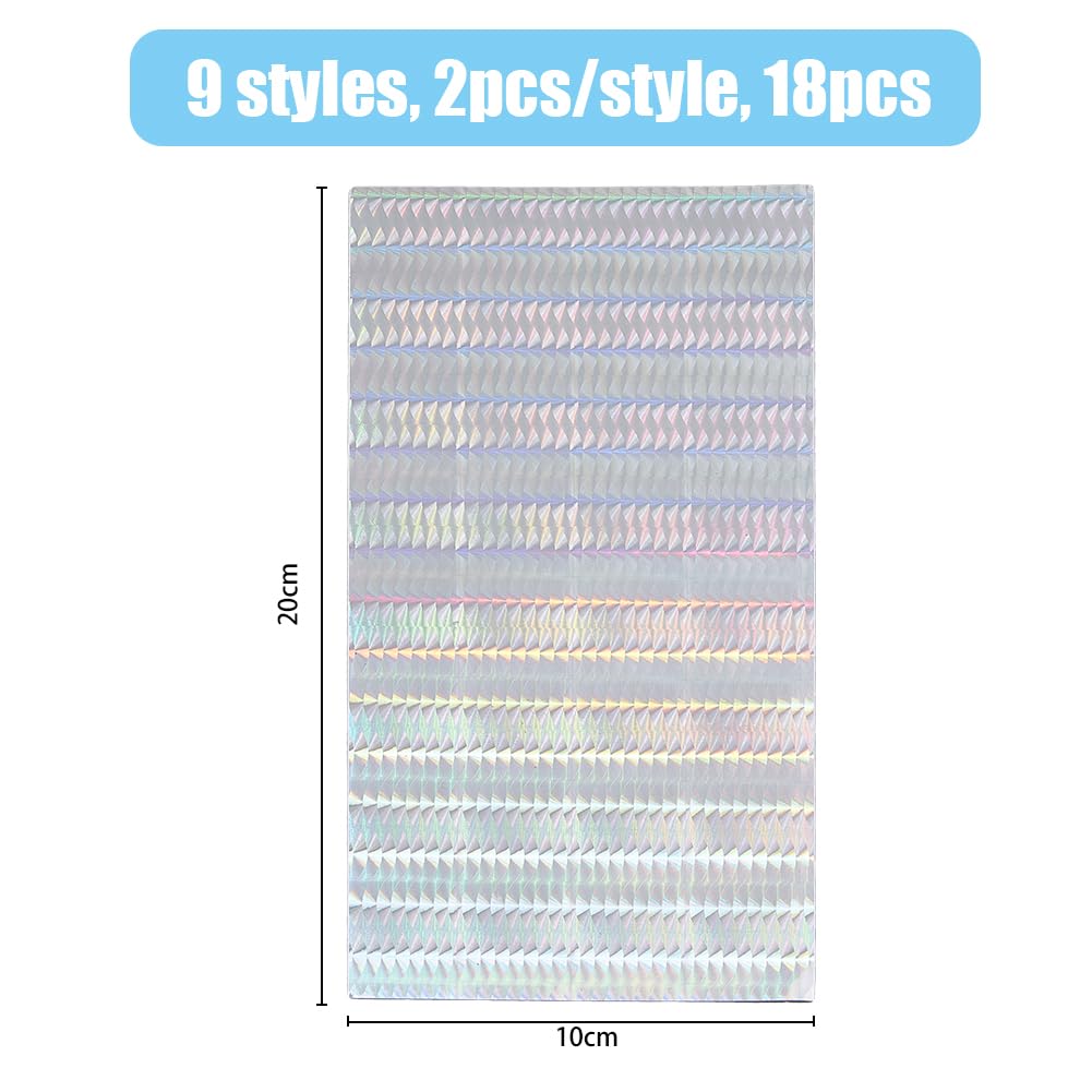 SUPERFINDINGS 18 Pz 9 Stili Riflettenti Argento Adesivi Richiamo di Pesca Squame di Pesce Olografiche Nastro Richiamo Richiamo Flash Pellicola Impermeabile e Adesiva