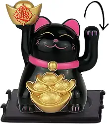 Gato da Sorte Japones, Maneki Neko, Gato da Sorte, DT1948P, O Gatinho da Sorte Japonês é Um Símbolo de Boas-vindas, Boa Sorte e Riqueza na Cultura Japonesa, Atrai Riqueza e Fortuna! (Preto)