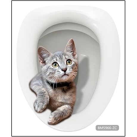 Cartoon Cute Cat Waterproof Self-Adhesive Removable Toilet Lid Sticker