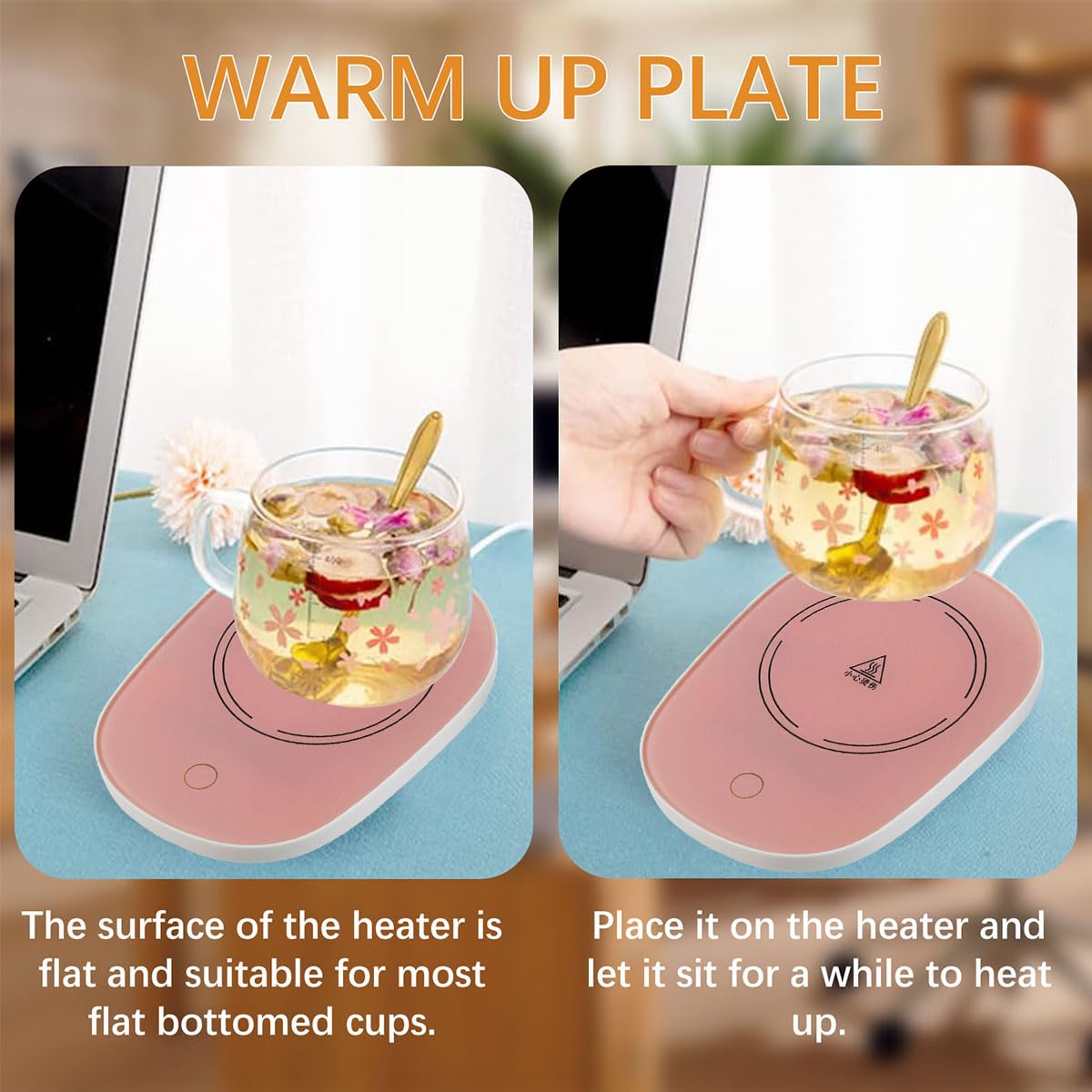 Scalda Tazza Usb,Scaldatazze Da Caffè,Usb Digitale 55 ℃ Scalda Bevande,Scalda Tazza Portatile,Scalda Tazze, Scalda Tazza Elettrico Intelligente Per Scrivania Da Ufficio,Tè caldo,succo,latte,Rosa